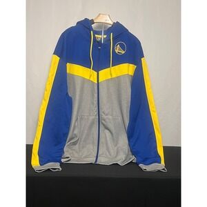 Ultra Game NBA Golden State Warriors Mens XXL Full Zip Hoodie Blue Gray Yellow